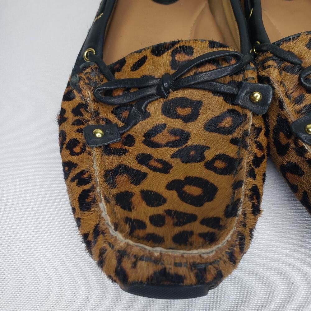 Clarks Dunbar Womens 9 Cruiser Pony Hair Slip-on Moccasin Loafers Leopard Print - Picture 3 of 16